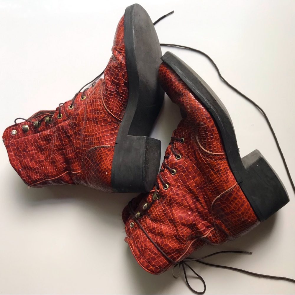 90s dead stock Dingo shiny burnt orange boots